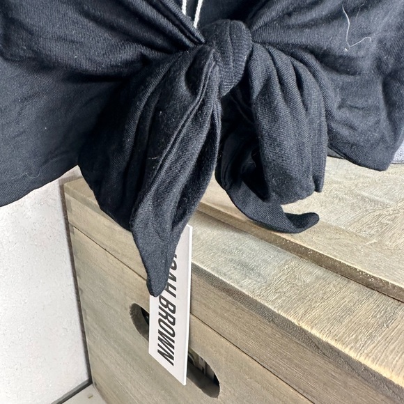 🆕 Joah Brown Black Tie Front Bandeau • One Size - Picture 3 of 5